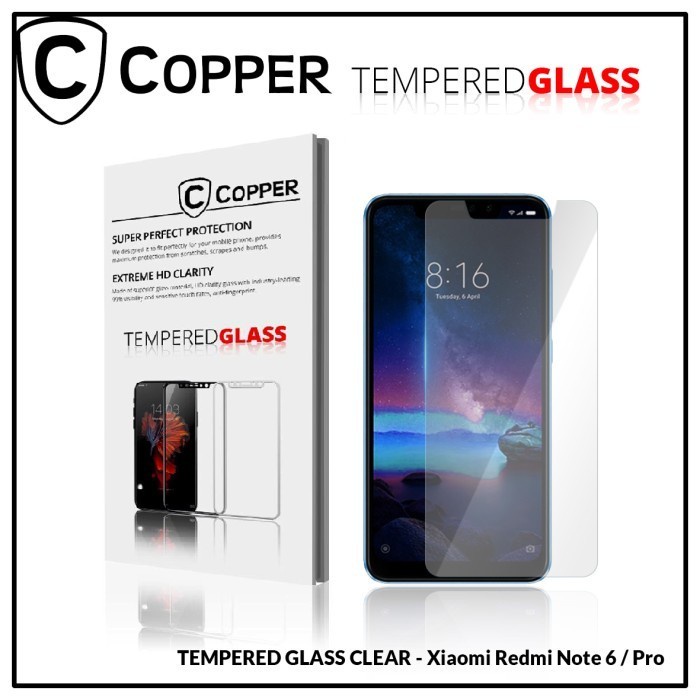 Copper Tempered Glass Full Clear - Redmi Note 6 Pro