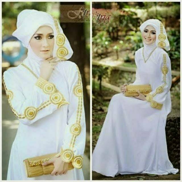 Abaya ajwa putih plus pasmina