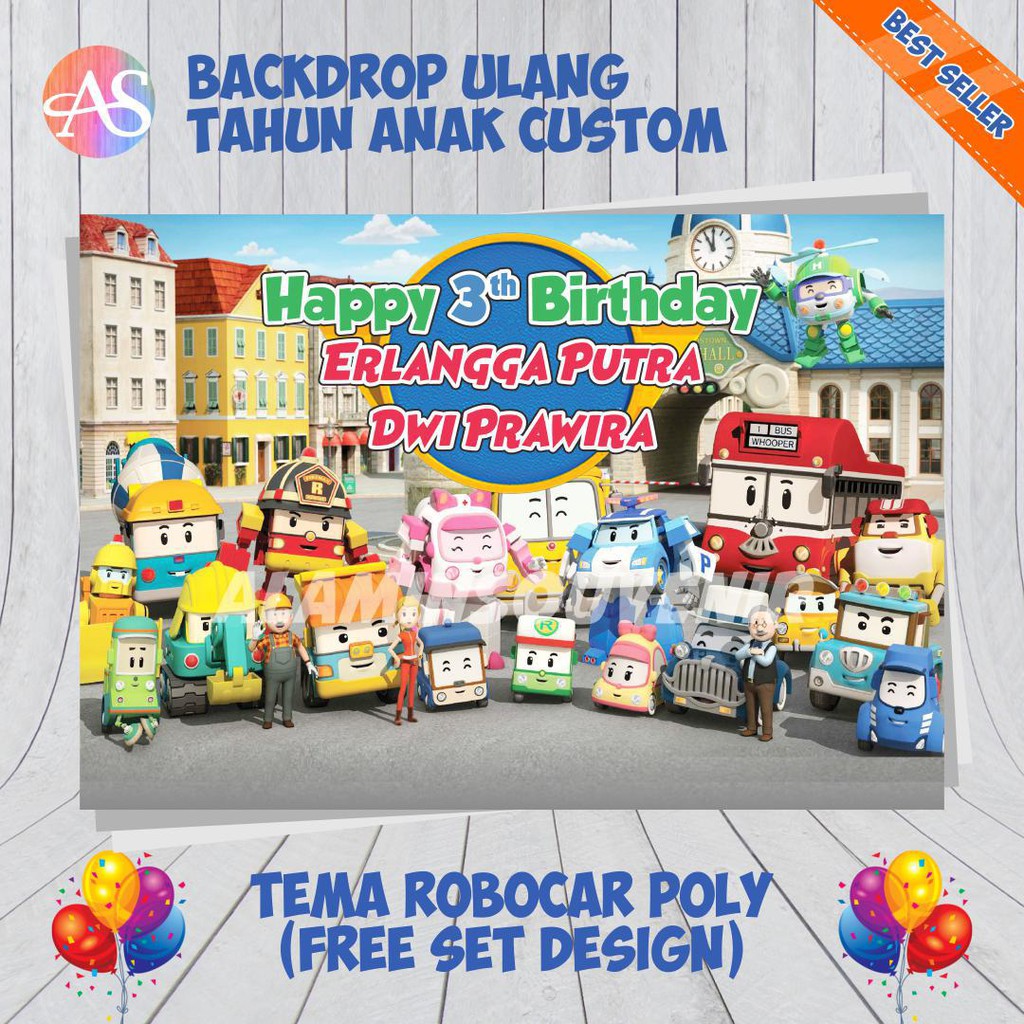 Banner Backdrop Robocar Poly
