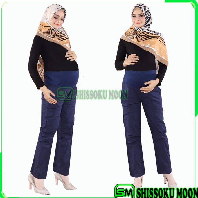 CELANA HAMIL KERJA MODEL BASIC BAHAN KATUN STRETCH / OFFICE MATERNITY