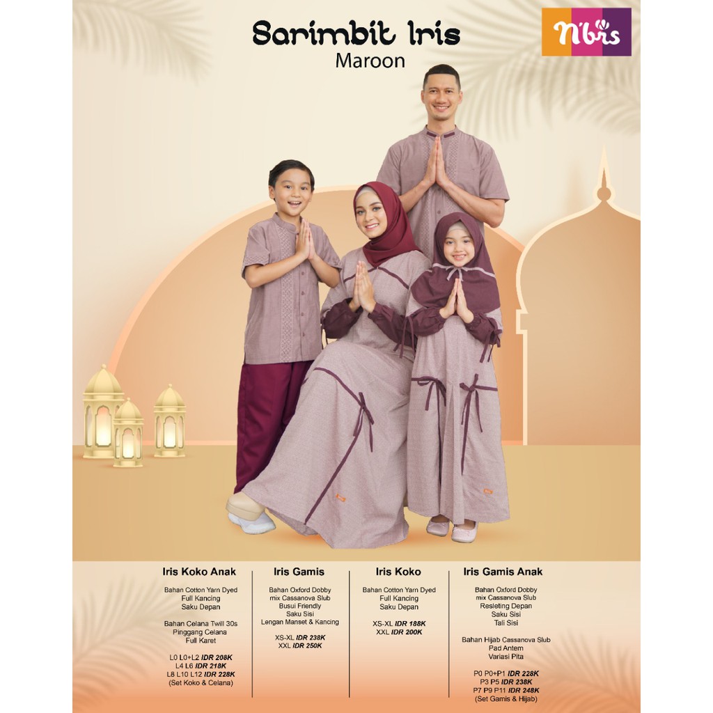 [DISKON 40%] NIBRAS SARIMBIT KELUARGA 2021 IRIS MAROON