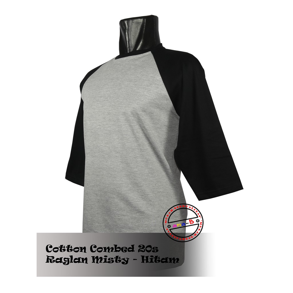 KAOS POLOS RAGLAN 3/4 PRIA /  S/M/L/XL
