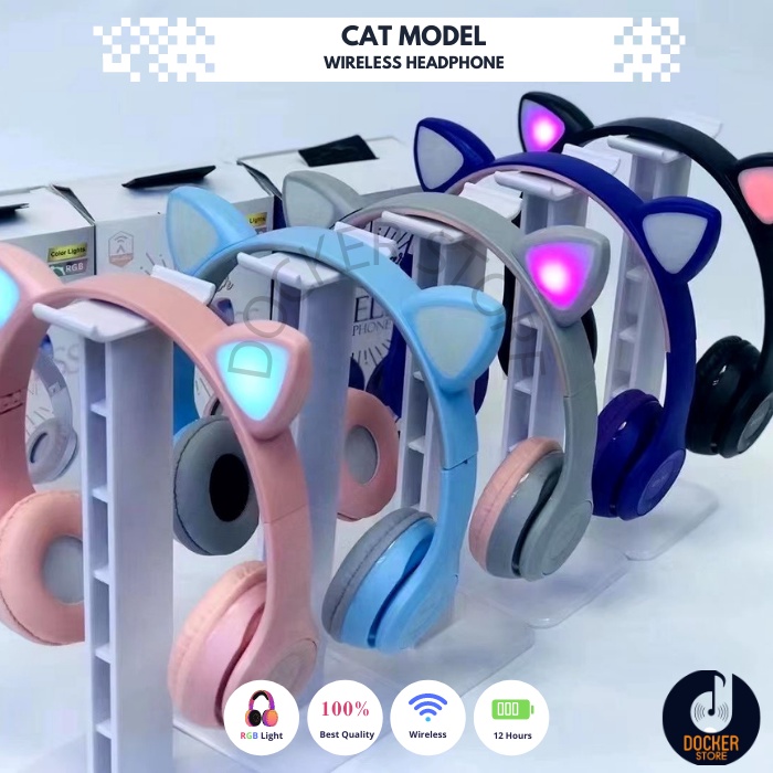 Headset Wireless Cat Model / Headset Bluetooth Cat Model RGB LighT