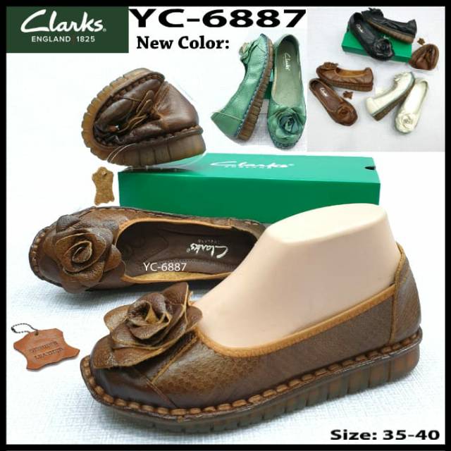 *Clarks YC-6887 Rose Flower Flat*