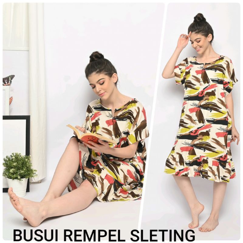 Daster Rempel Pendek Busui Resleting