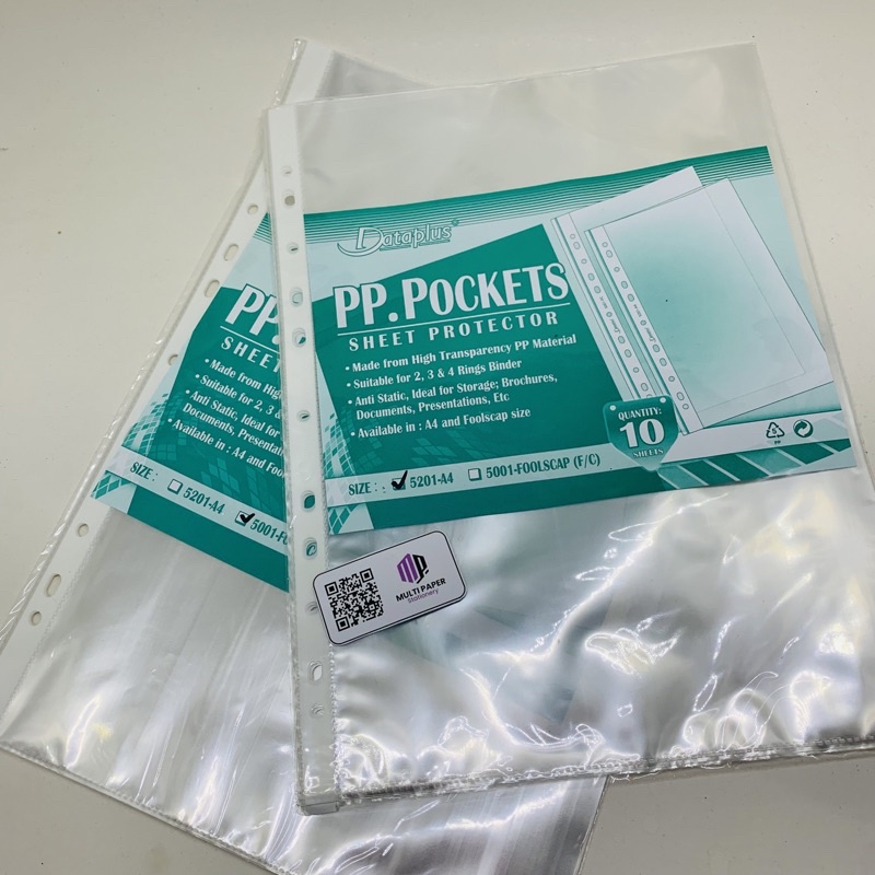 PP Pocket Sheet Protector A4 & F4 Dataplus Isi 10 Lembar