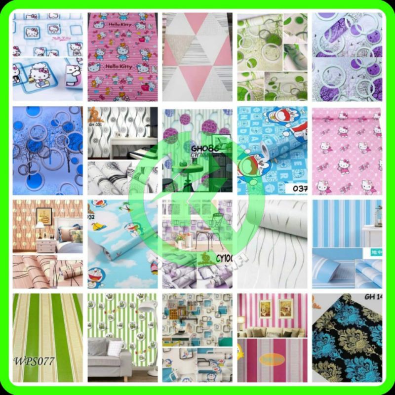 [COD] WALLPAPER DINDING MOTIF POLKADOT,DORAEMON,HELLOKITY,DANDILION