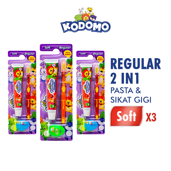 KODOMO TOOTHBRUSH REGULAR-2IN1 X3