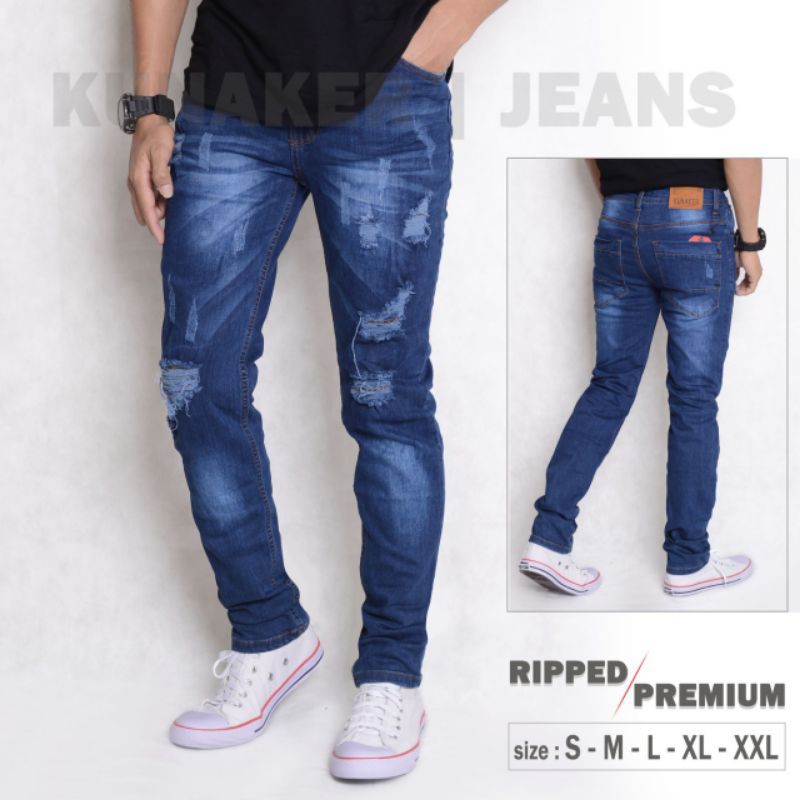 TERBAIK CELANA JEANS RIPED PREMIUM
