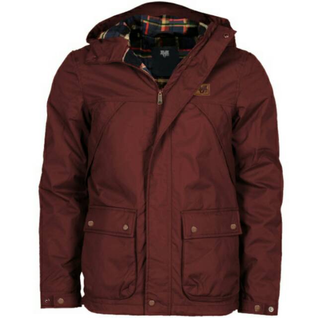 Jaket parka waterproof maroon