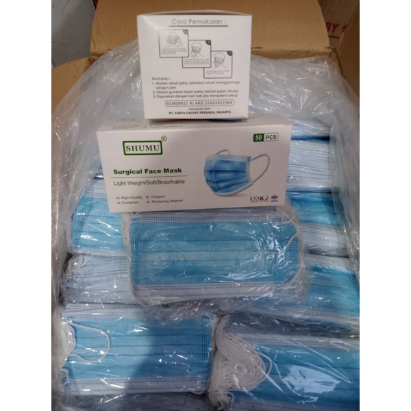 masker earlop biru