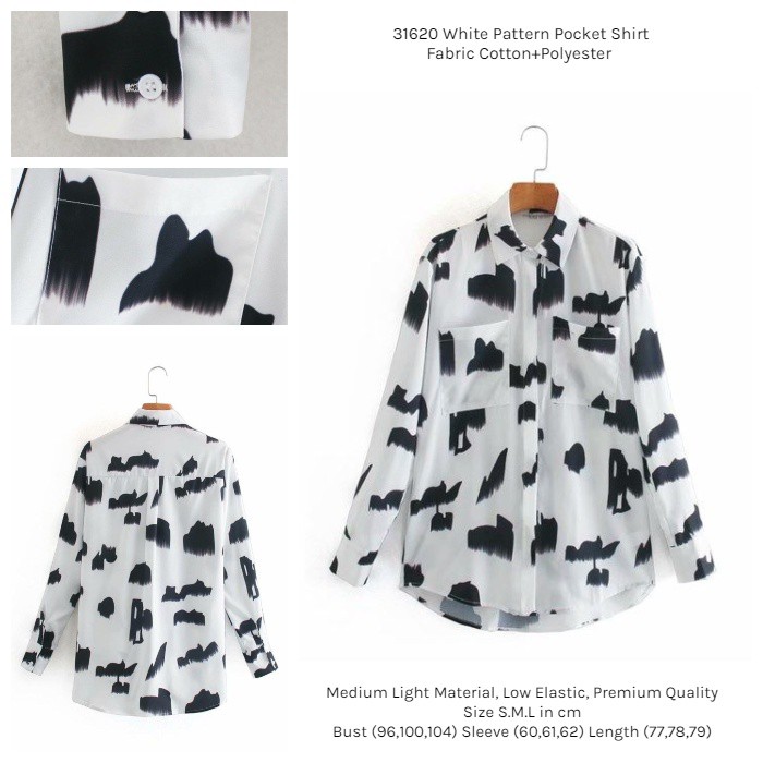 31620 White Pattern Pocket Shirt