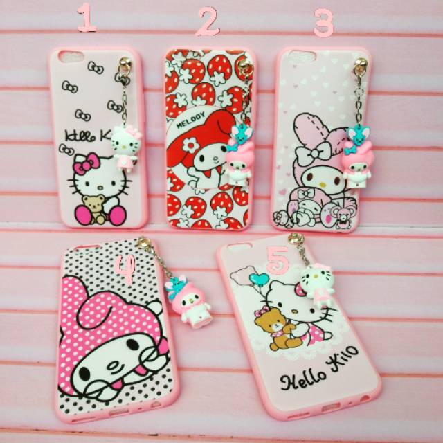 Case Hello Kitty + Gantungan Boneka For Iphone 6