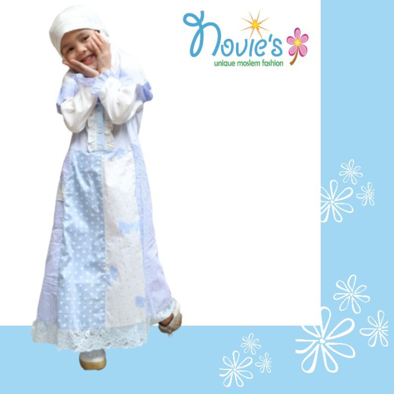 Gamis Biru Kancing Depan