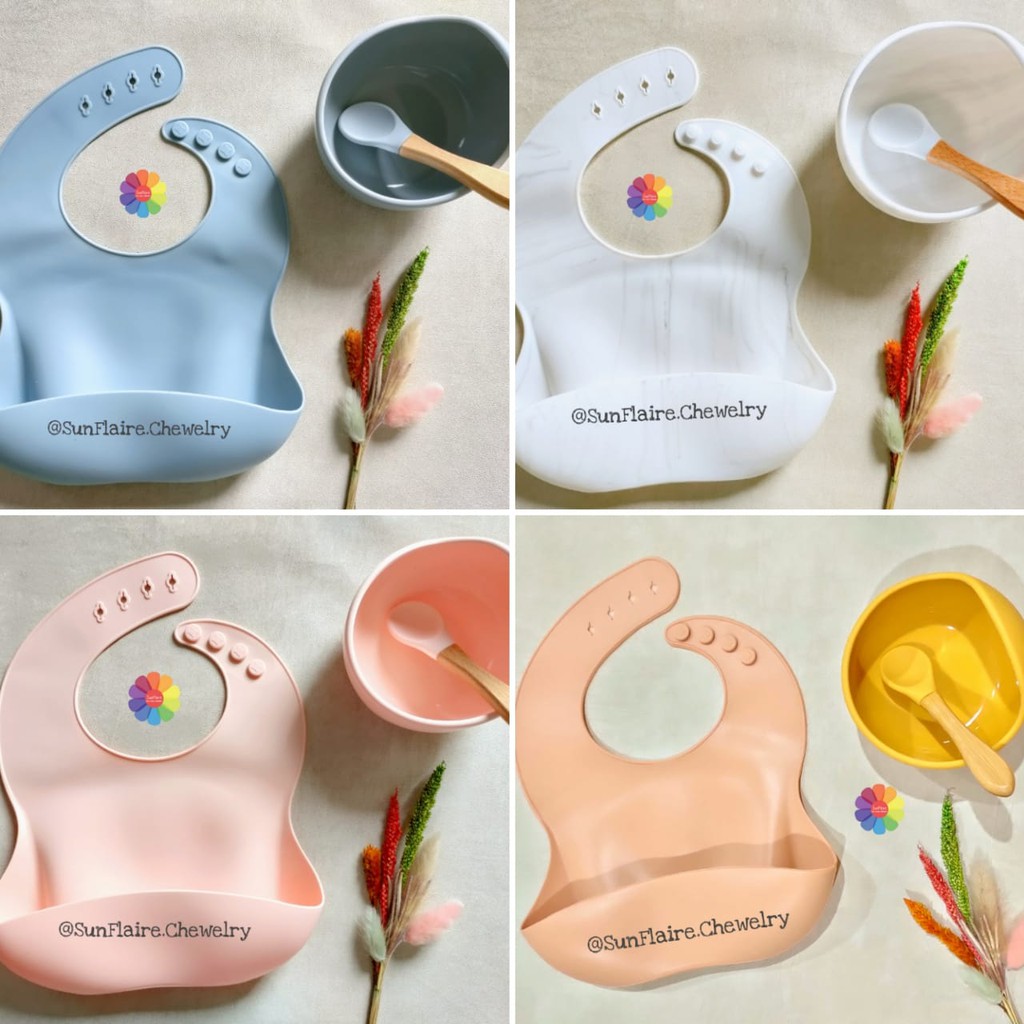 3pcs MPASI/Tableware Silicone Set / Set Peralatan Makan Bayi