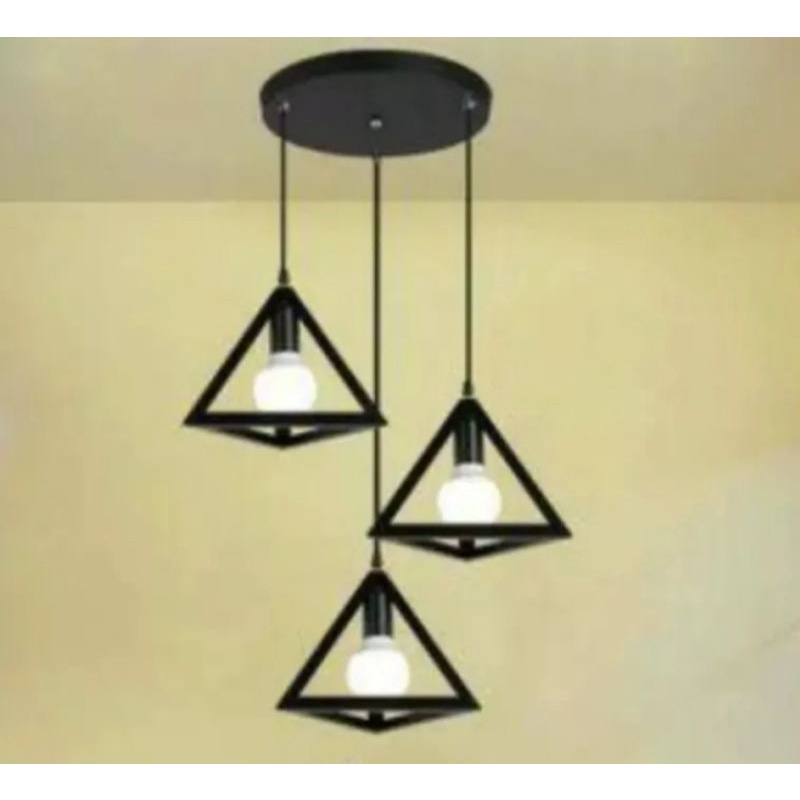 kap lampu gantung segitiga set 3