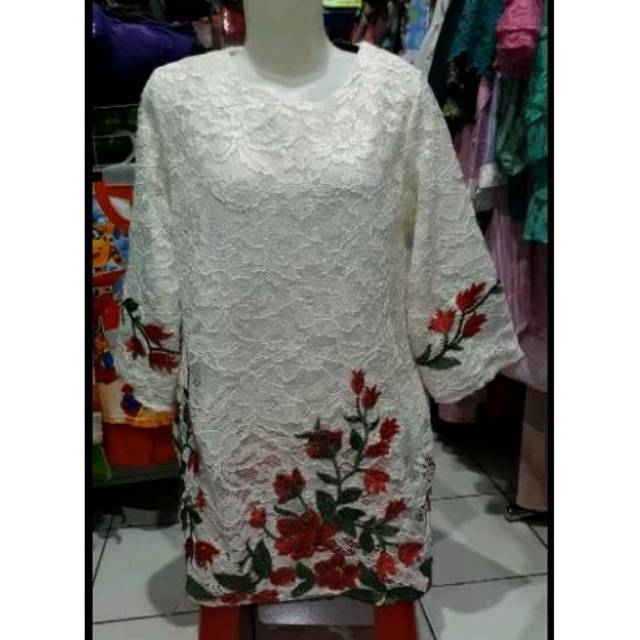 baju Atasan Brukat Glitter Bunga