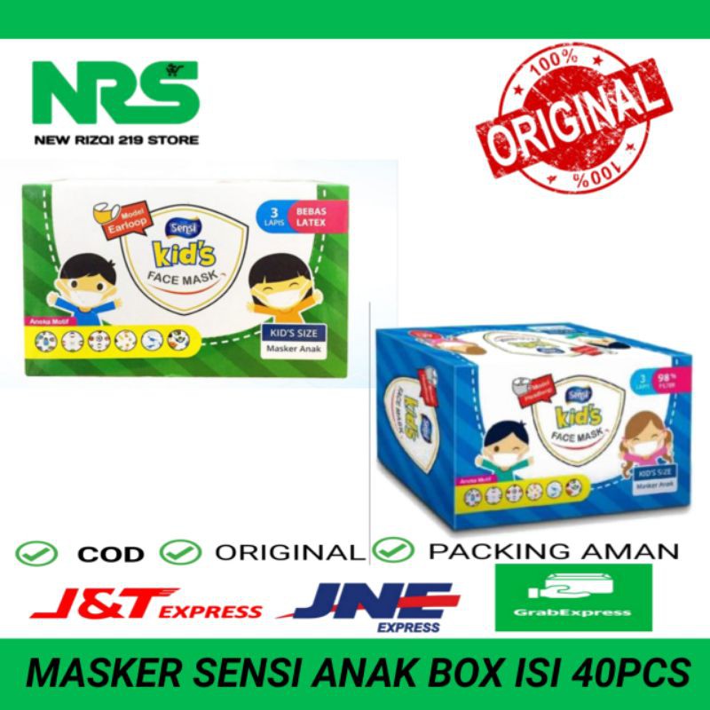 SENSI KIDS FACE MASK EARLOOP / HEADLOOP ISI 40 PCS