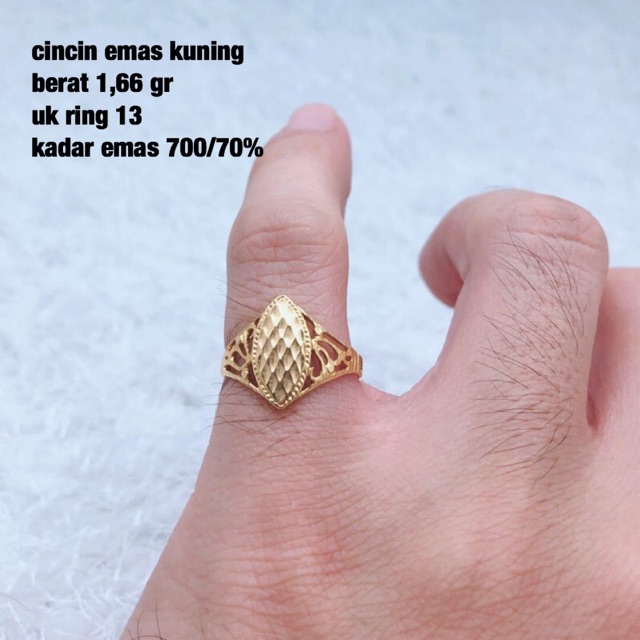 cincin emas kuning 1,66 gr