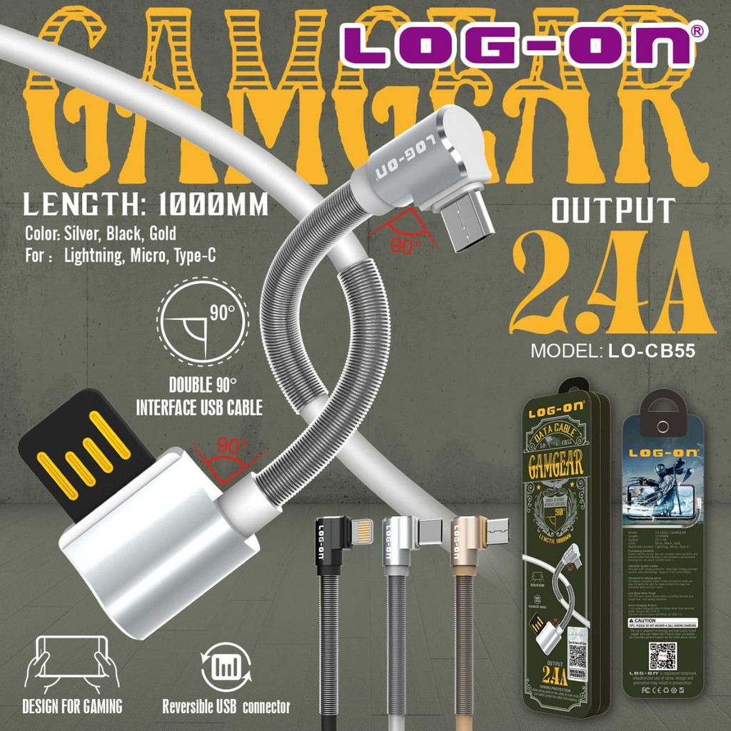 KABEL DATA LOG ON GAMEGEAR TYPE C 2.4A LO-CB55