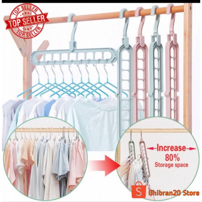 Magic hanger baju 9 lubang