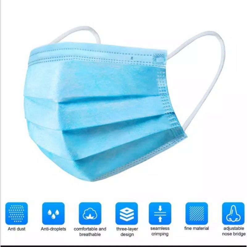 masker earloop 3ply 50pcs/box