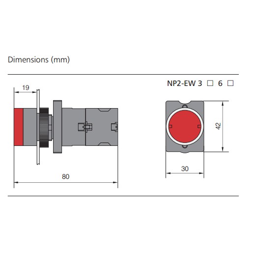 Push Button LED Chint NP2-EW346 Red Merah Illuminated