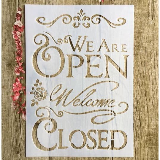 Plastic Stencil - Open Closed (21x29.5 cm)