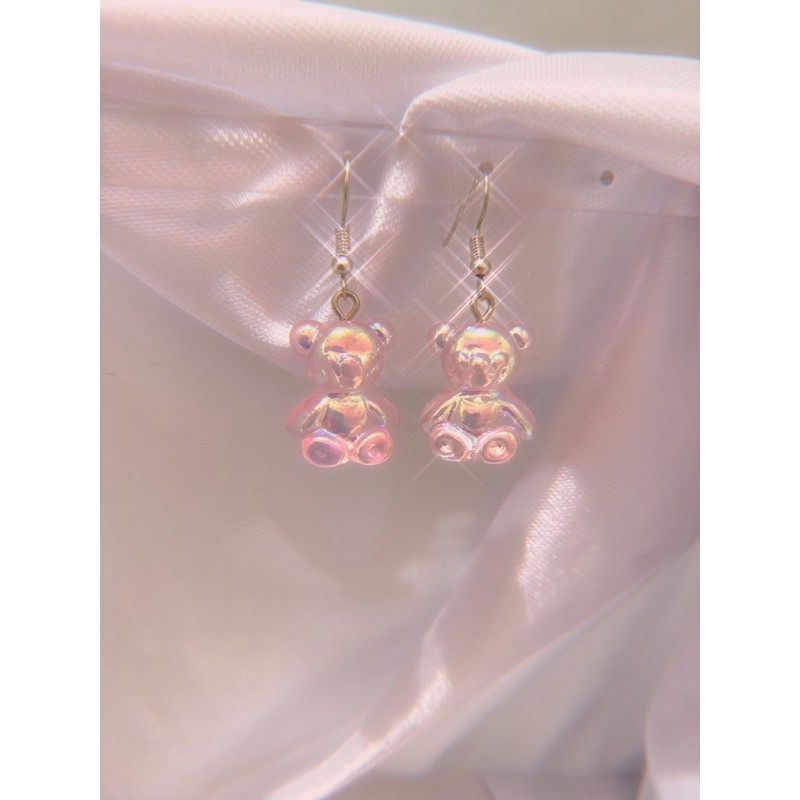 pink teddy bear earrings