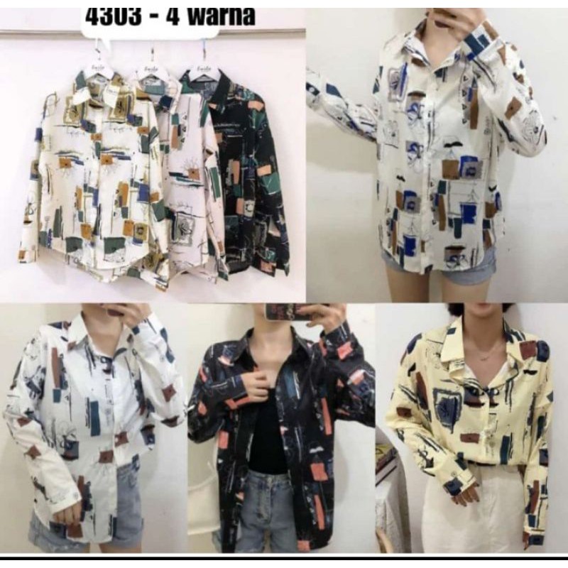 kemeja abstrak premium import