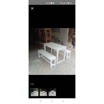 meja makan full putih