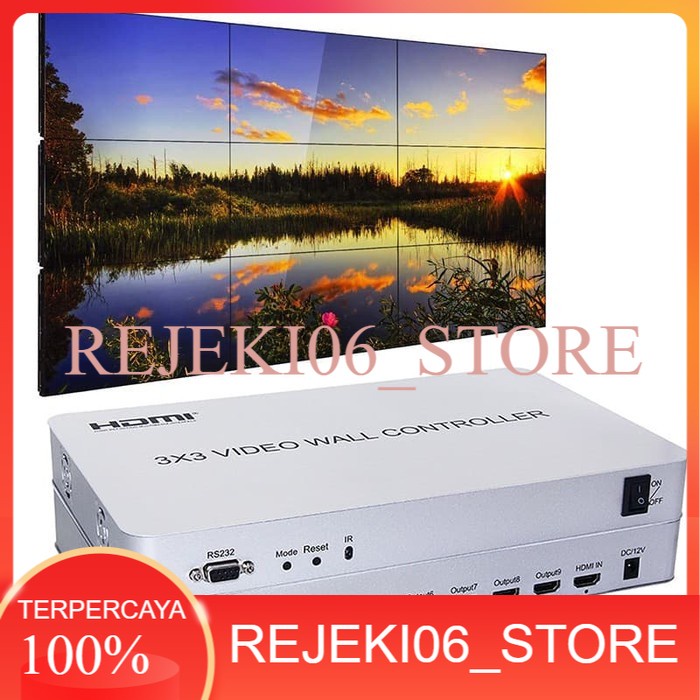 3x3 HDMI Video Wall Controller (Support Multiple Splicing Mode)+Kabel