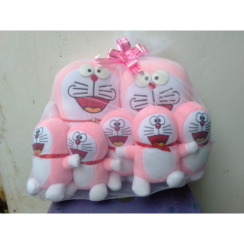 Boneka doraemon pink induk 2 anak 5