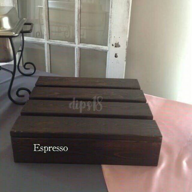 Rustic wooden cake stand espresso