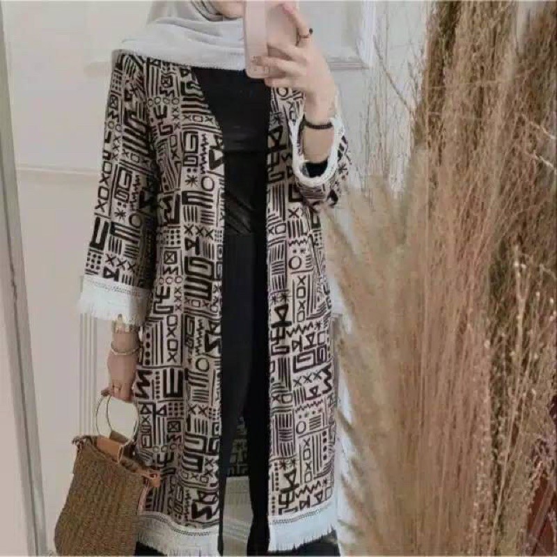 Fringe Long Etnik Cardigan