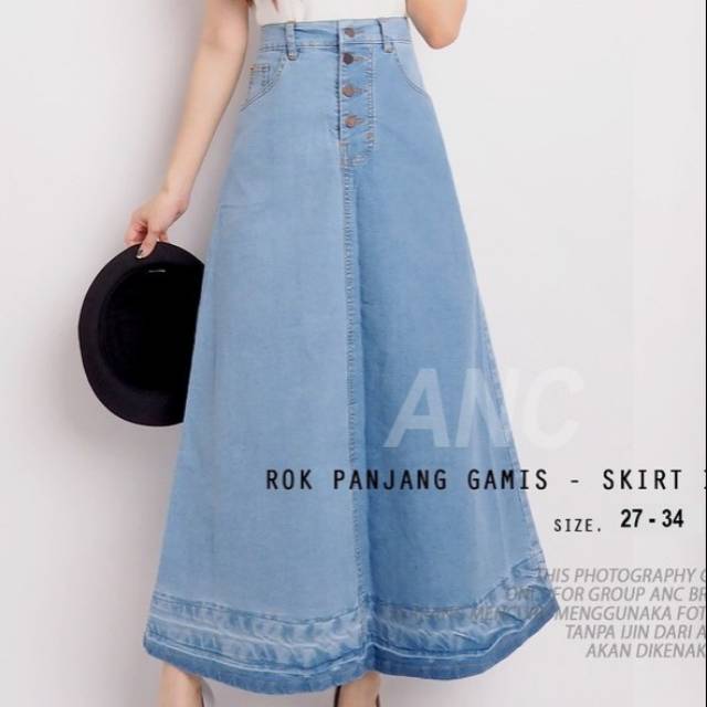 Rok gamis jeans lebar