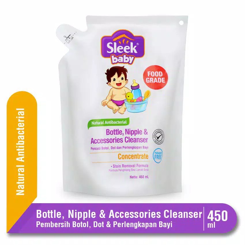 Sleek Bottle & Nipple Refill 450ml