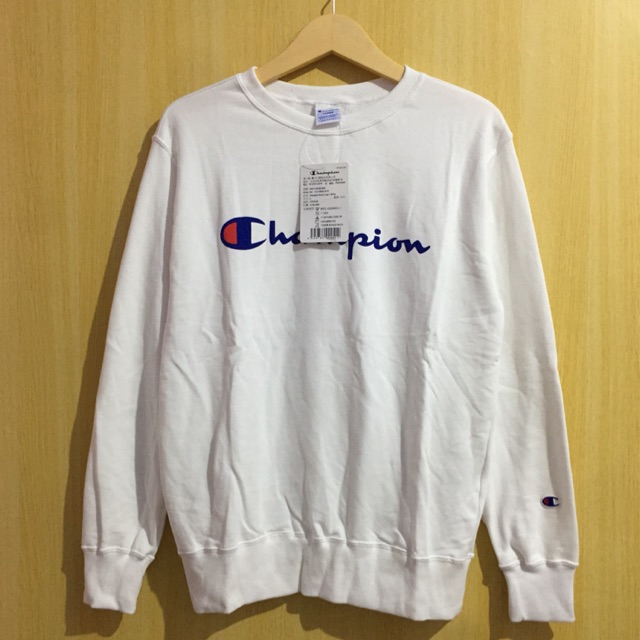 CREWNECK CHAMPION SCRIPT LOGO WHITE