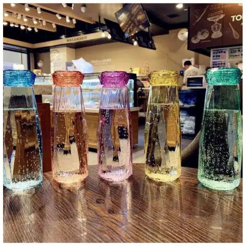 BOTOL MINUM KACA DESIGN KOREA (Random)