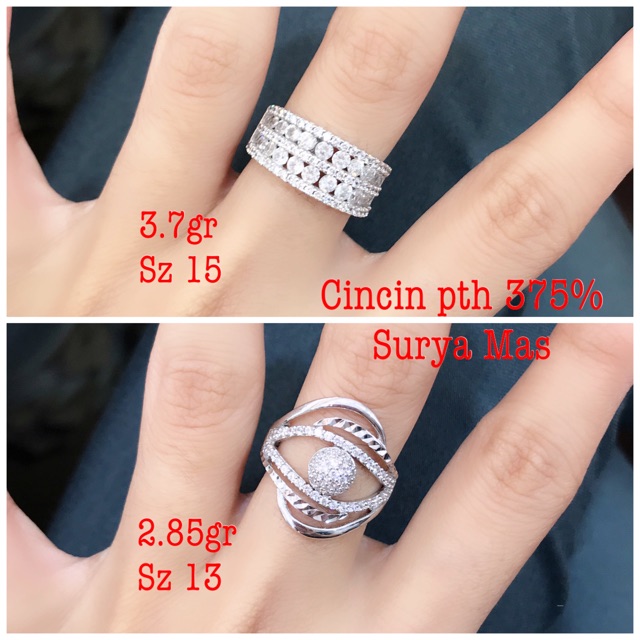Cincin emas putih asli 375%