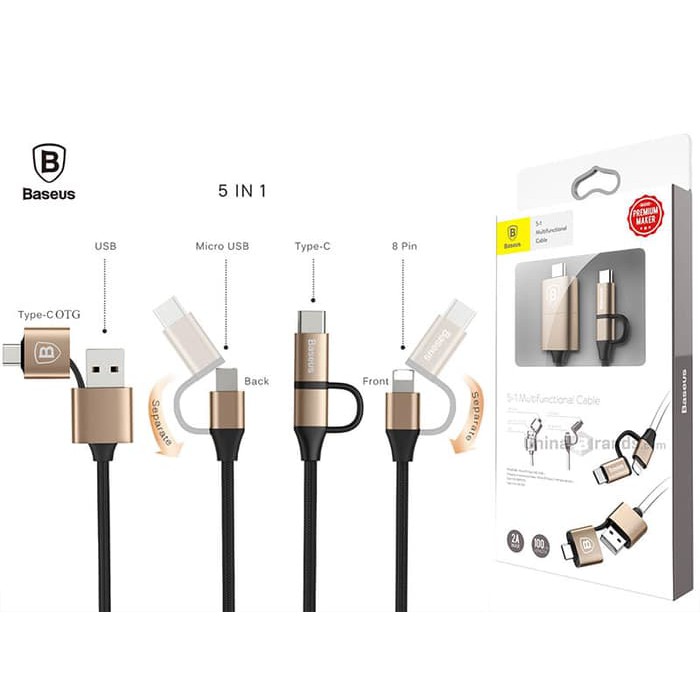 Promo Baseus 5-1 Multifunctional Cable Lightning 8-Pin - Type-C - Micro USB