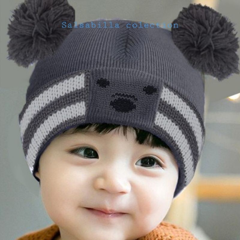 Kupluk anak pompom/pompom koala