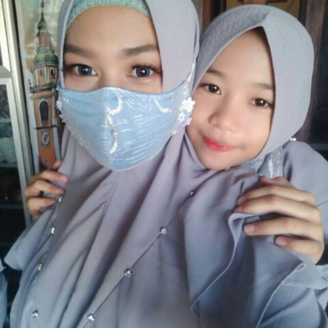 Masker tile brukat tanpa hias bisa headloop dan earloop