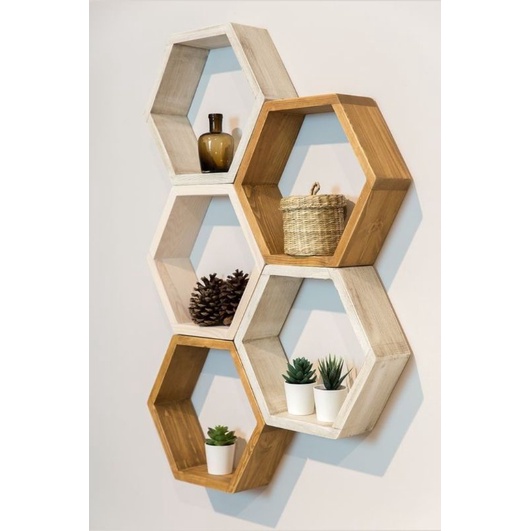 Rak dinding hexagonal unik