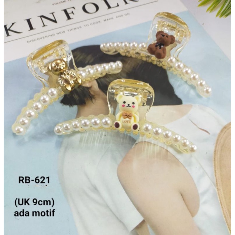 Jepit Salon Mutiara Teddy Bear 9cm