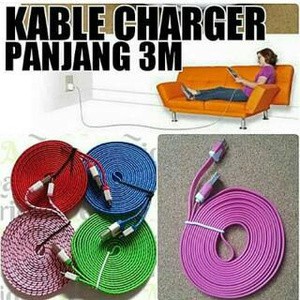 Kabel Data 3 Meter Tali Sepatu Micro USB