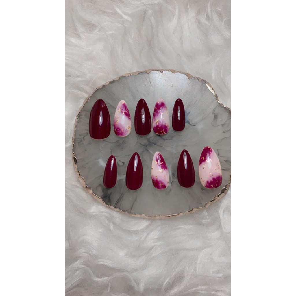 Maroon Nails Art
