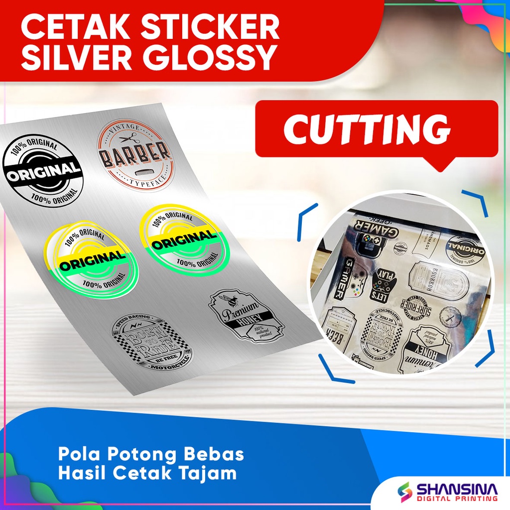 STICKER LABEL SILVER + CUTTING