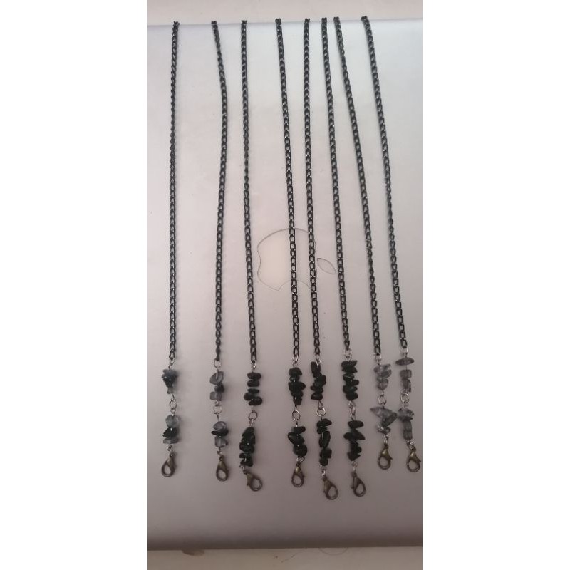 013 black chain mask with stone