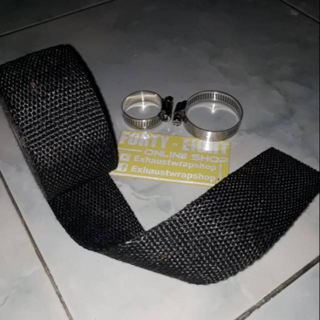 Exhaust wrap black 3 meter plus klem